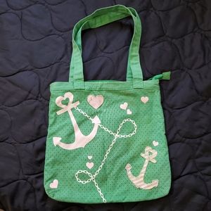 Vintage Loungefly Hearts and Anchors Zippered Tote